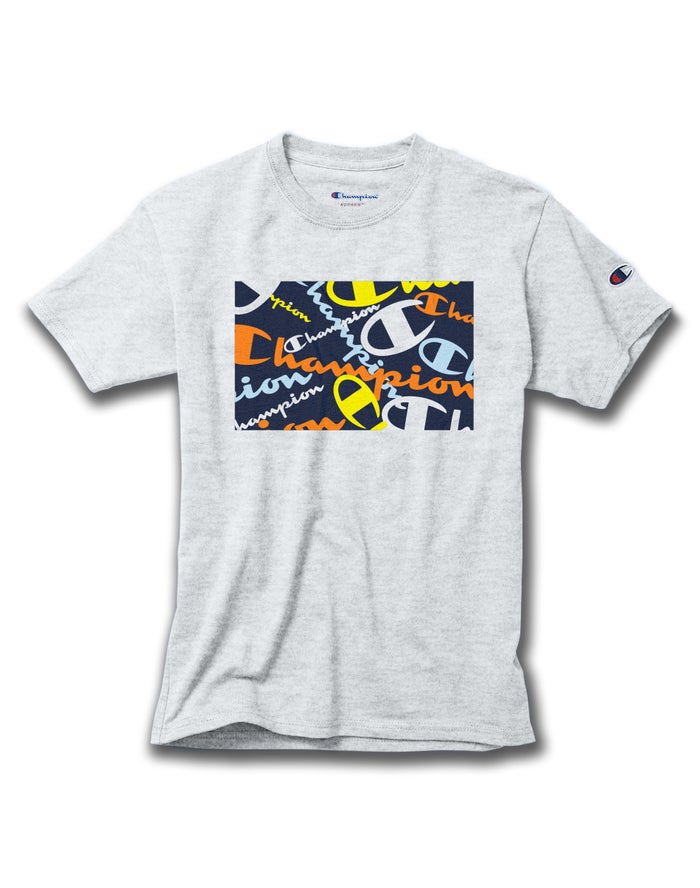 Champion Cotton Scattered Logos T-Shirt Meisjes - Grijs - Belgie 9281ITZYJ